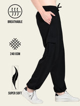 All-Weather Cargo Jogger with Pockets - Black