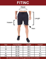 FITINC Stretchable Navy Shorts for Gym, Running, Jogging, Yoga & Cycling - FITINC