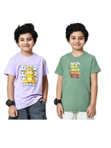 Cotton Optimistic & ABCD Graphic T-Shirts - Lavender & Pista (2-Pack)