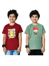 Cotton Optimistic & Be Dope Graphic T-Shirts - Maroon & Pista (2-Pack)