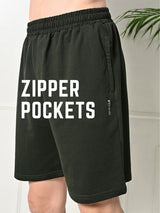 Easy Multi-Pocket Cotton Shorts – Bottle Green