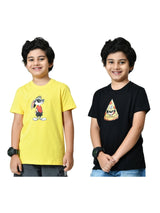 Cotton Rabbit & Pizza Graphic T-Shirts - Yellow & Black (2-Pack)