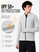 FITINC Airflow Sunscreen Jacket for Men - Light Grey