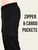Utility Cargo Jogger with Pockets - Black