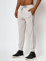 FITINC Slim Fit Light Grey Jogger for Men with Double Piping & Zip Pockets - FITINC