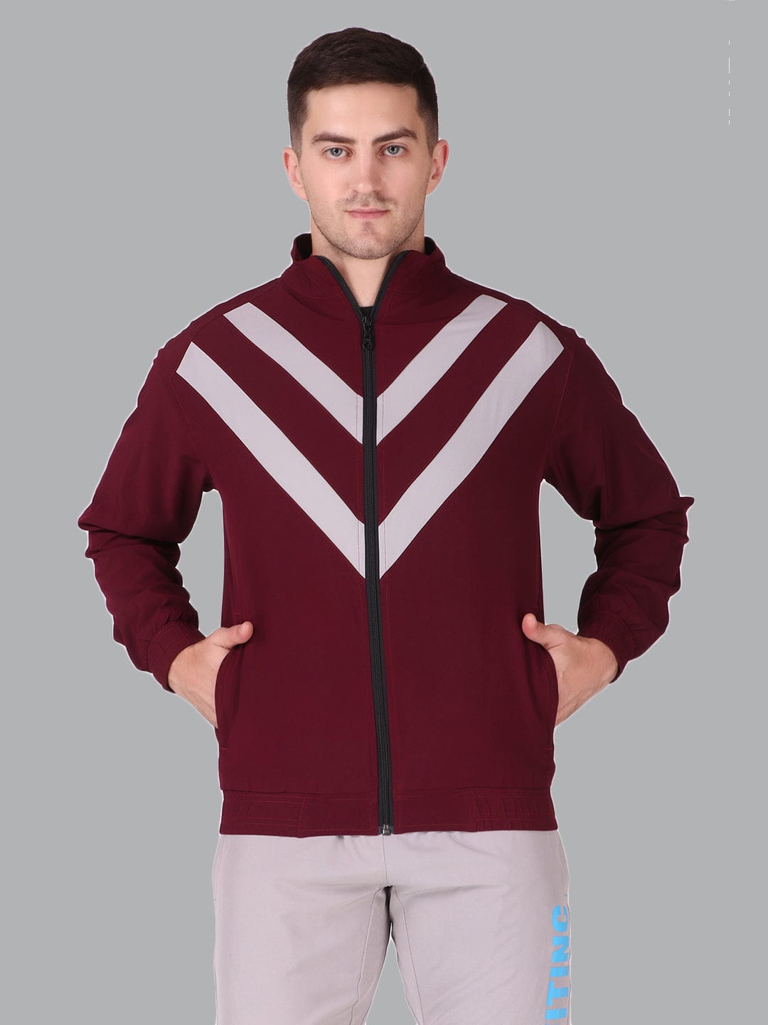 Fitinc Sports & Casual Wine Jacket for Men with Zipper Pockets