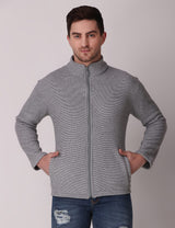 Fitinc Fleece Full Sleeves Melange Light Grey Jacket for Men - FITINC