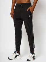 FITINC Slim Fit Black Jogger for Men with Double Piping & Zip Pockets - FITINC