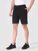 Fitinc N.S Lycra Black Shorts for Men with Zipper Pockets - FITINC