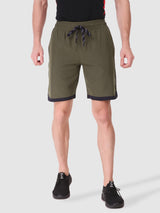 Fitinc N.S Lycra Olive Shorts for Men with Zipper Pockets - FITINC