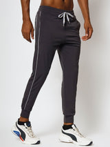 FITINC Slim Fit Dark Grey Jogger for Men with Double Piping & Zip Pockets - FITINC