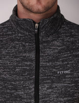 Fitinc Men’s Fleece Half Sleeves Melange Black Jacket - FITINC