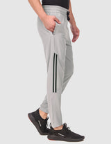 Fitinc NS Lycra Dryfit Light Grey Track Pants with Zipper Pockets - FITINC
