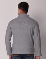 Fitinc Fleece Full Sleeves Melange Light Grey Jacket for Men - FITINC