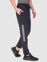 Fitinc NS Lycra Dryfit Navy Blue Track Pants with Zipper Pockets - FITINC