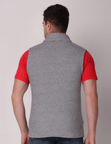 Fitinc Men’s Fleece Half Sleeves Melange Light Grey Jacket - FITINC