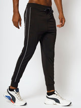 FITINC Slim Fit Black Jogger for Men with Double Piping & Zip Pockets - FITINC