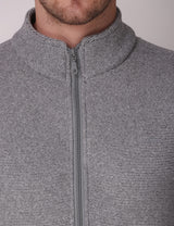 Fitinc Fleece Full Sleeves Melange Light Grey Jacket for Men - FITINC