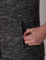 Fitinc Men’s Fleece Half Sleeves Melange Black Jacket - FITINC