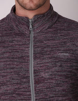 Fitinc Fleece Full Sleeves Melange Wine Jacket for Men - FITINC
