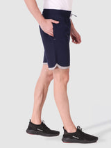 Fitinc N.S Lycra Navy Blue Shorts for Men with Zipper Pockets - FITINC