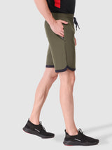 Fitinc N.S Lycra Olive Shorts for Men with Zipper Pockets - FITINC
