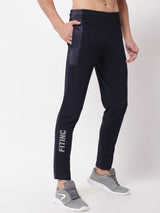 Fitinc Dobby Navy Blue Trackpant for Men - FITINC