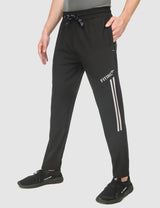 Fitinc NS Lycra Dryfit Black Track Pants with Zipper Pockets - FITINC