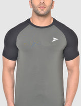 Fitinc Gymwear Grey-Black T-shirt for Men - FITINC