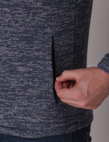 Fitinc Fleece Full Sleeves Melange Navy Blue Jacket for Men - FITINC