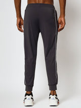 FITINC Slim Fit Dark Grey Jogger for Men with Double Piping & Zip Pockets - FITINC