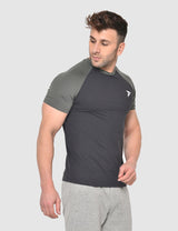 Fitinc Gymwear Black-Grey T-shirt for Men - FITINC