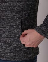 Fitinc Fleece Full Sleeves Melange Black Jacket for Men - FITINC