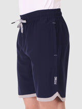Fitinc N.S Lycra Navy Blue Shorts for Men with Zipper Pockets - FITINC