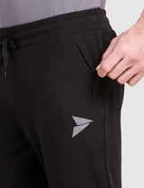Fitinc Black Trackpant with Concealed Zipper Pockets - FITINC