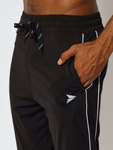 FITINC Slim Fit Black Jogger for Men with Double Piping & Zip Pockets - FITINC