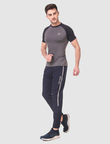 Fitinc NS Lycra Dryfit Navy Blue Track Pants with Zipper Pockets - FITINC