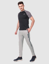 Fitinc NS Lycra Dryfit Light Grey Track Pants with Zipper Pockets - FITINC