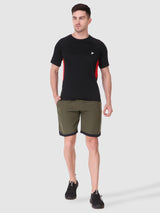 Fitinc N.S Lycra Olive Shorts for Men with Zipper Pockets - FITINC