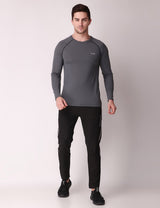 Fitinc Dryfit Stretchable Full Sleeves Grey Tshirt - FITINC