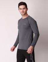 Fitinc Dryfit Stretchable Full Sleeves Grey Tshirt - FITINC