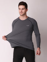 Fitinc Dryfit Stretchable Full Sleeves Grey Tshirt - FITINC