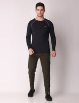 Fitinc Dryfit Stretchable Full Sleeves Black Tshirt - FITINC