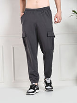 FITINC All Weather Cotton Zipper Pockets Jogger Cargo for Men - Charcoal