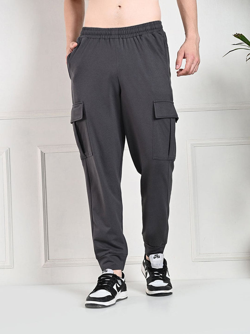 FITINC All Weather Cotton Zipper Pockets Jogger Cargo for Men - Charcoal