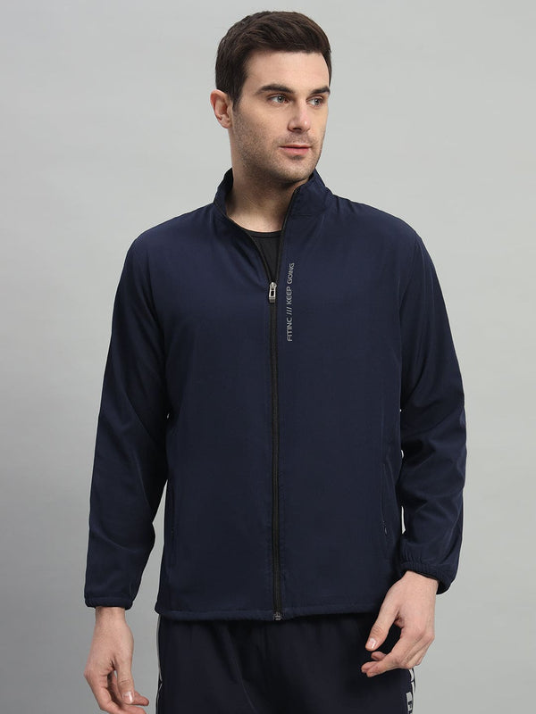 FITINC Sports Jacket for Men with Two Hidden Zipper Pockets - Navy Blue