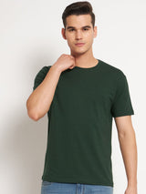 FITINC Premium Cotton Classic Fit Bottle Green T-Shirt