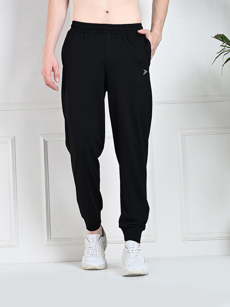 FITINC Zipper Pockets Cotton Jogger for Men - Black