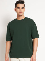 FITINC Drop-Shoulder Oversized Bottle Green T-Shirt