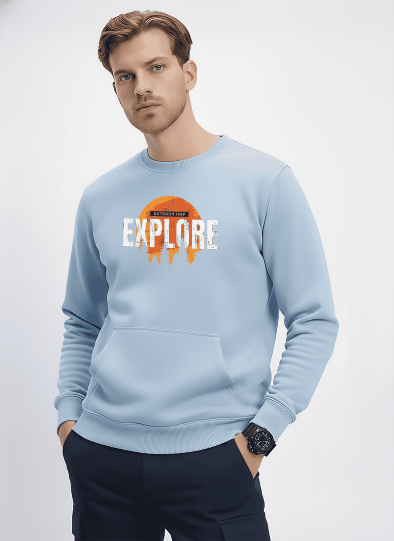 Ultra-Warm Fleece Sweatshirt - Sky Blue - Explore